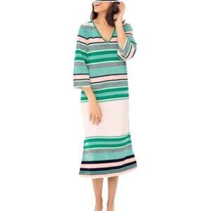 Tuckernuck Stevie V-neck Knit Striped Midi Dress Small